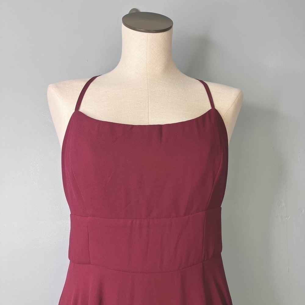 LULUS Dreamy Romance Burgundy Backless Spaghetti Strap Maxi Dress Women's Size L - Picture 2 of 16